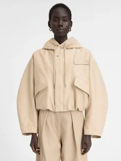 Fashion Jacquemus De Caraco cropped parka Beige