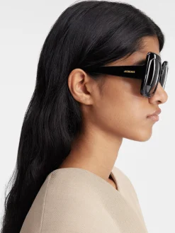 Online Jacquemus De Carr&eacute; Rond zonnebril Black