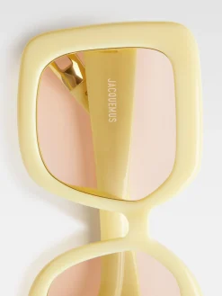Outlet Jacquemus De Carr&eacute; Rond zonnebril PaleYellow