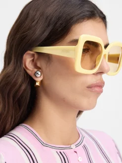 Outlet Jacquemus De Carr&eacute; Rond zonnebril PaleYellow