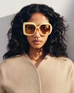 Outlet Jacquemus De Carr&eacute; Rond zonnebril PaleYellow