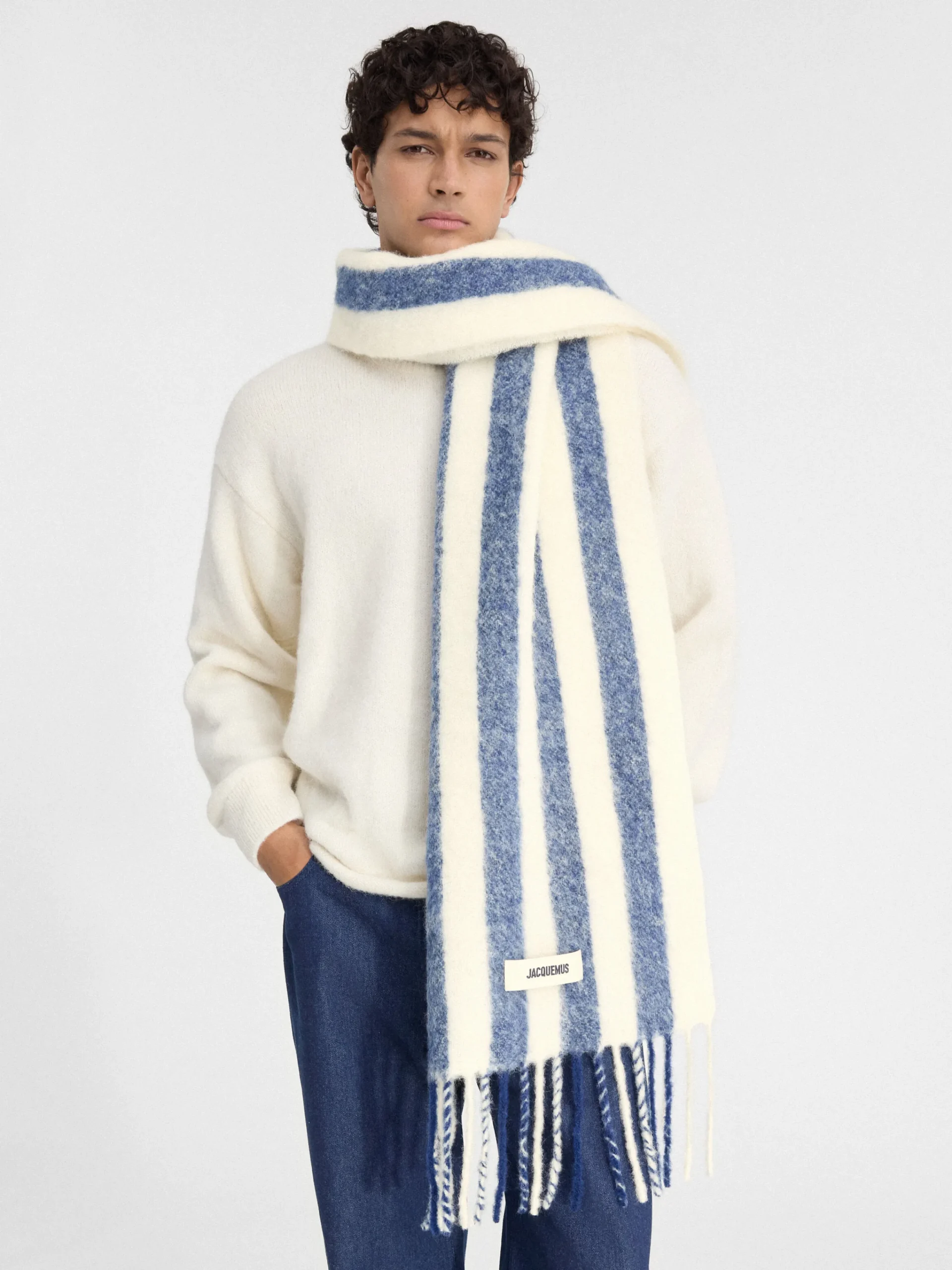 Fashion Jacquemus De Carro sjaal PrintWhite&BlueStripes
