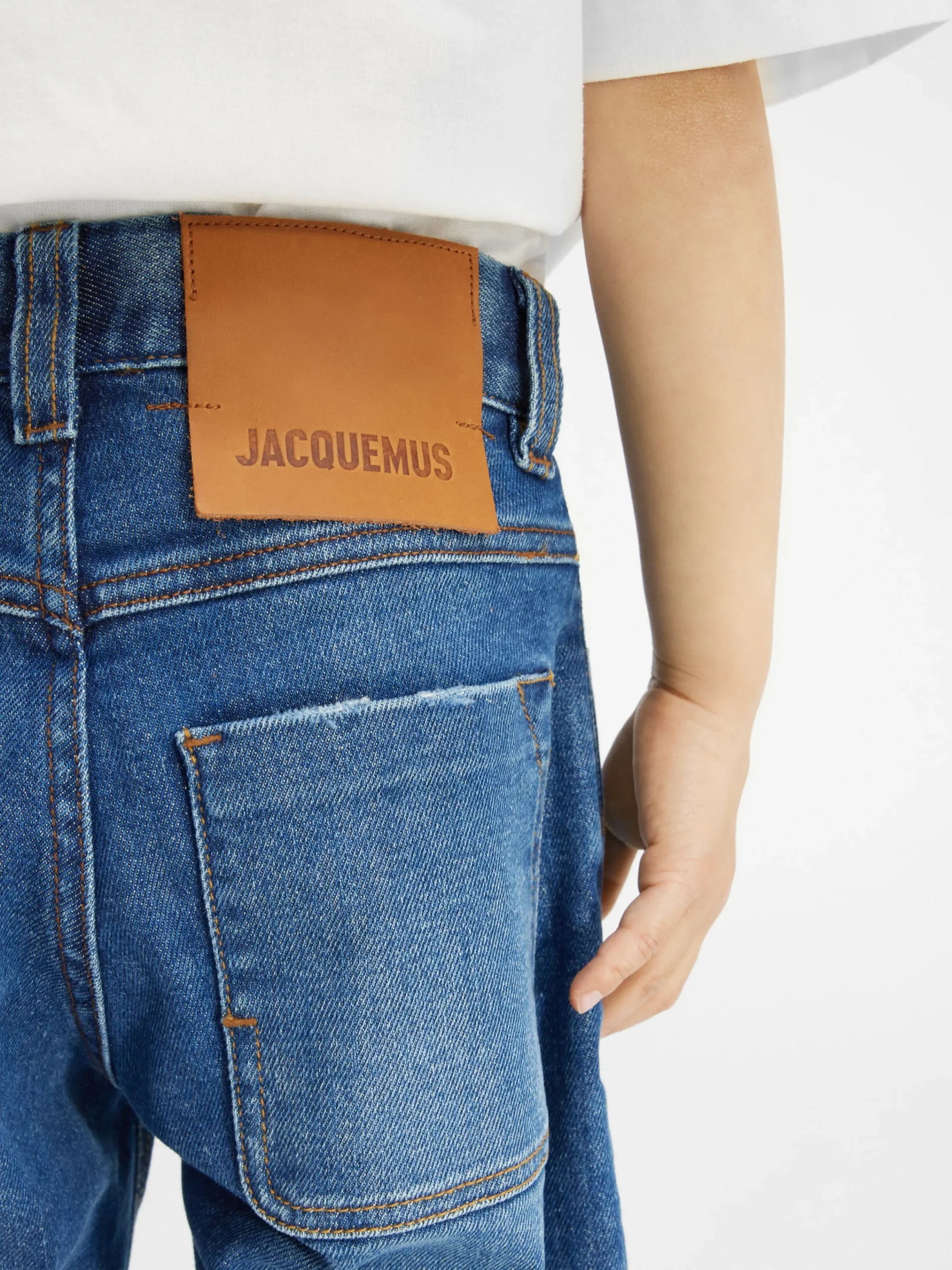 Discount Jacquemus De de-Nîmes denim broek voor kinderen Blue/Tabac