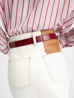 Outlet Jacquemus De de-N&icirc;mes denim rok Off-white/Tabac