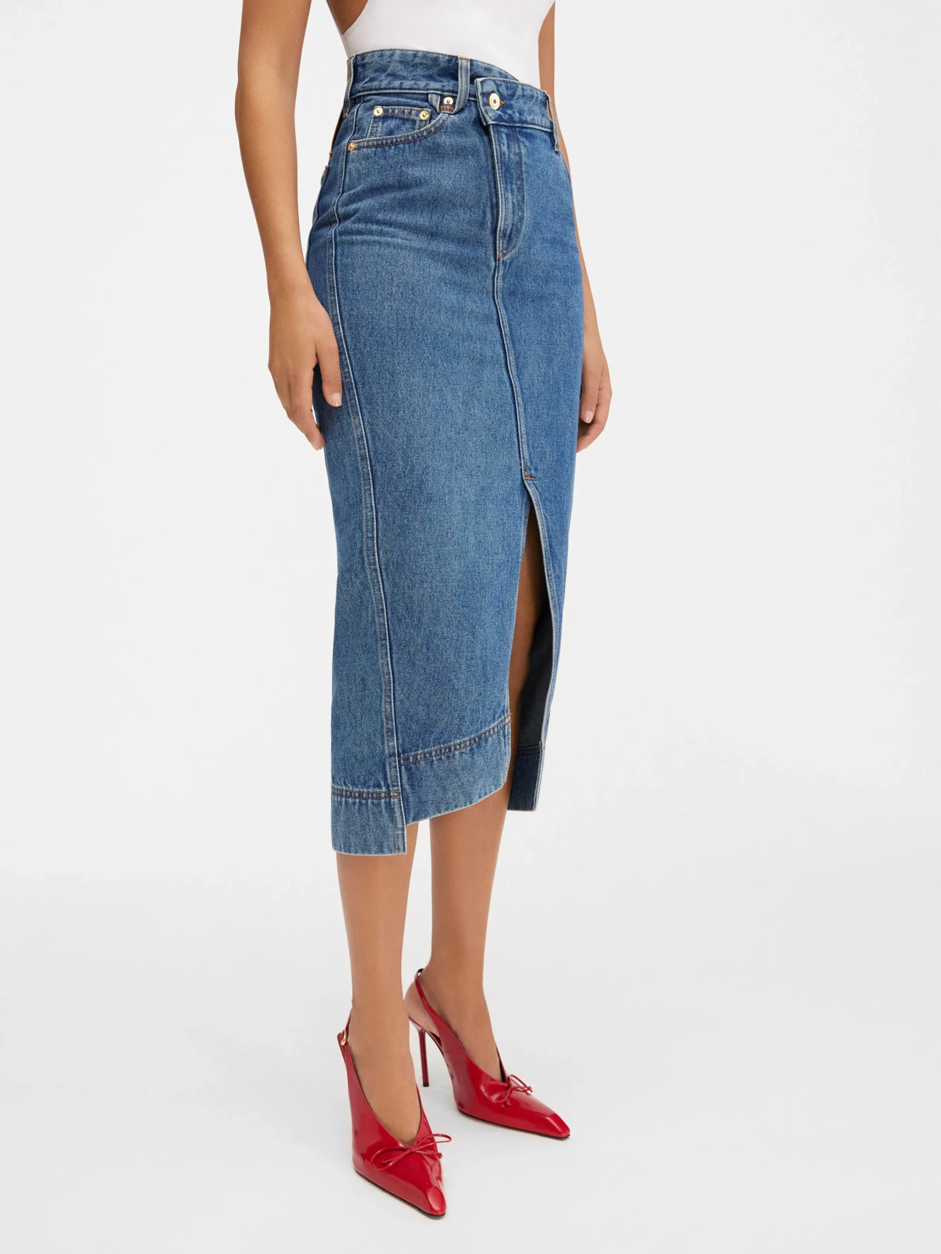 Best Jacquemus De de-Nîmes denim rok Blue/Tabac