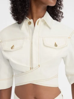 Sale Jacquemus De de-N&icirc;mes denim top Off-white/Tabac