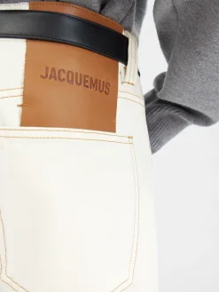 Fashion Jacquemus De de-Nîmes rechte denim broek Off-white/Tabac