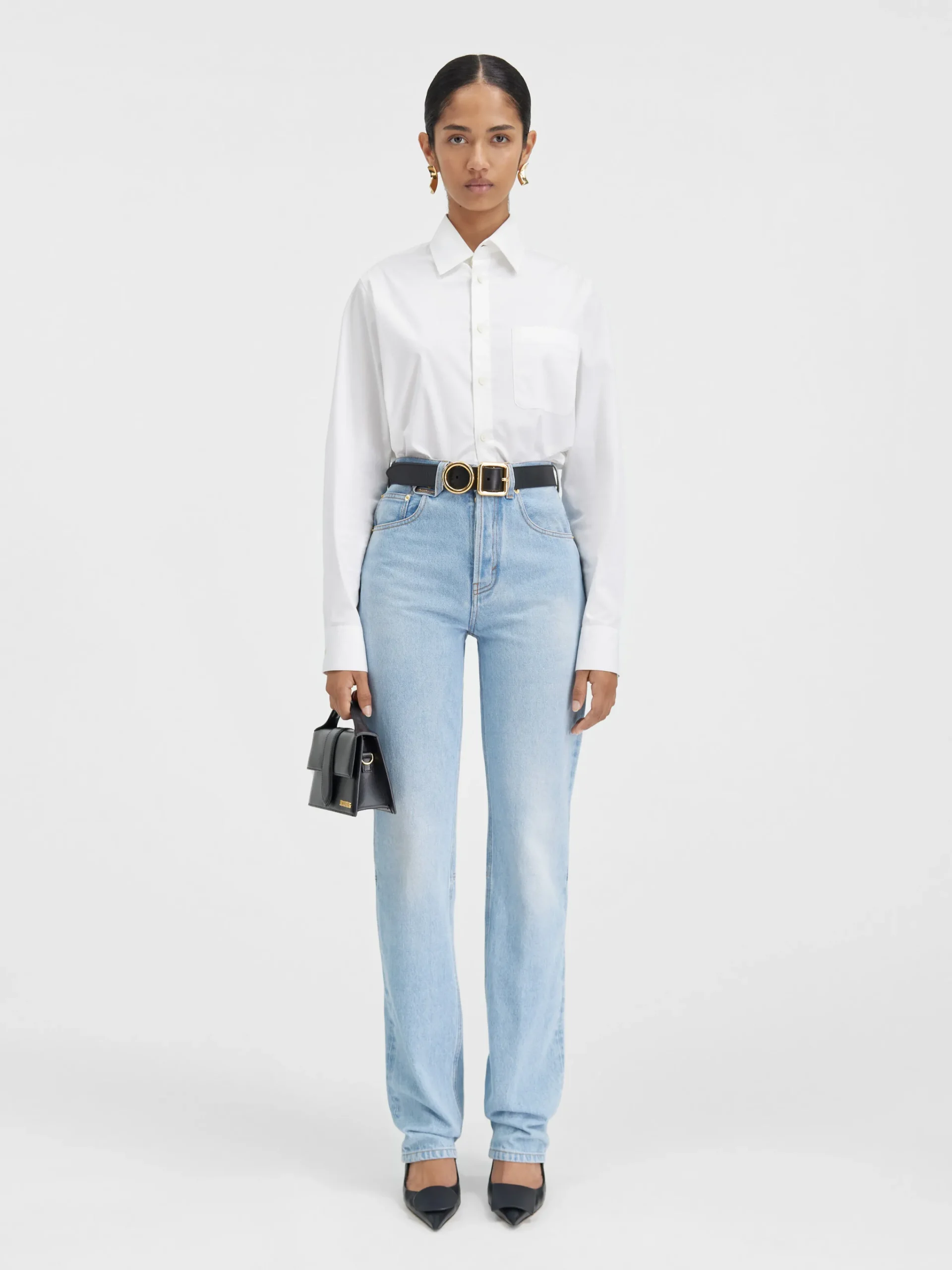 Outlet Jacquemus De de-Nîmes rechte denim broek LightBlue/Tabac