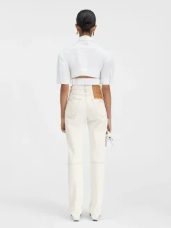 Fashion Jacquemus De de-N&icirc;mes rechte denim broek Off-white/Tabac