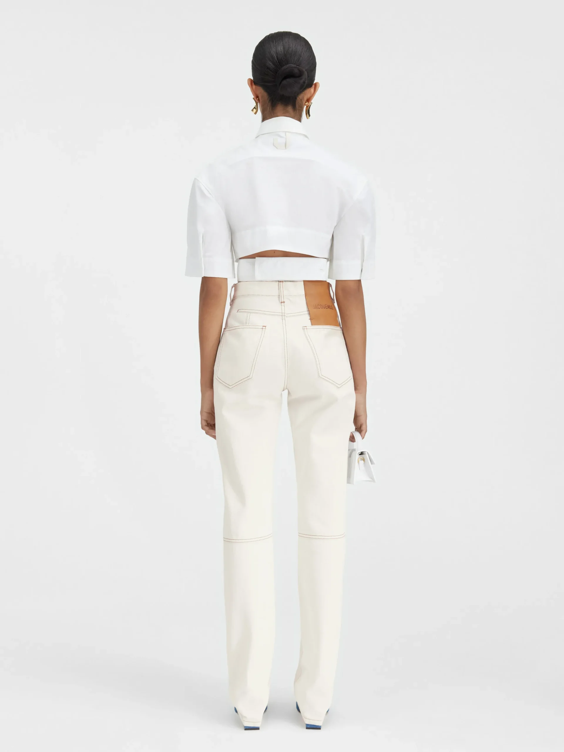 Fashion Jacquemus De de-Nîmes rechte denim broek Off-white/Tabac