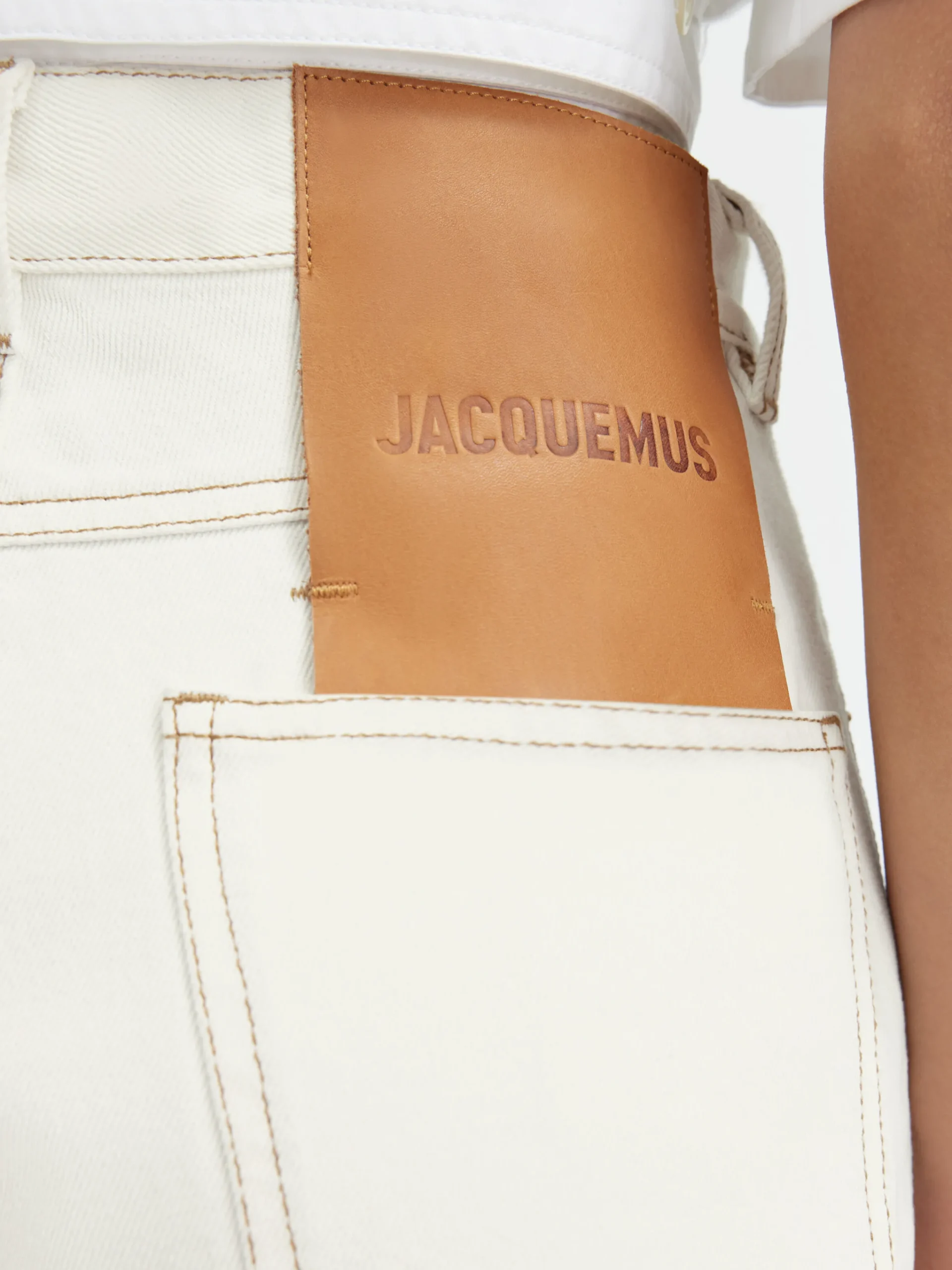 Fashion Jacquemus De de-Nîmes rechte denim broek Off-white/Tabac