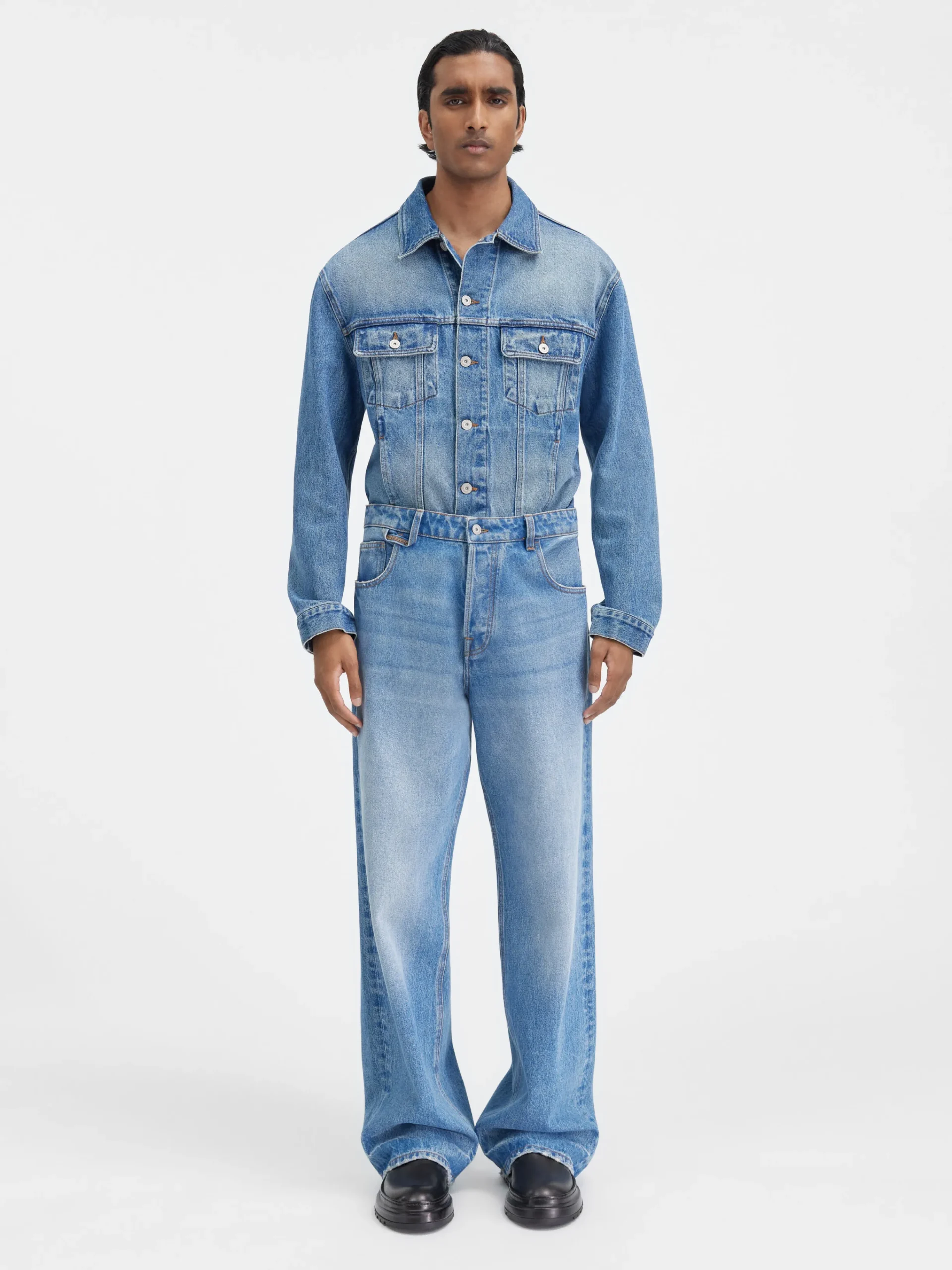 Clearance Jacquemus De de-Nîmes wijde denim broek Blue/Tabac