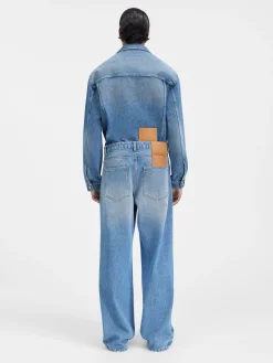 Clearance Jacquemus De de-N&icirc;mes wijde denim broek Blue/Tabac