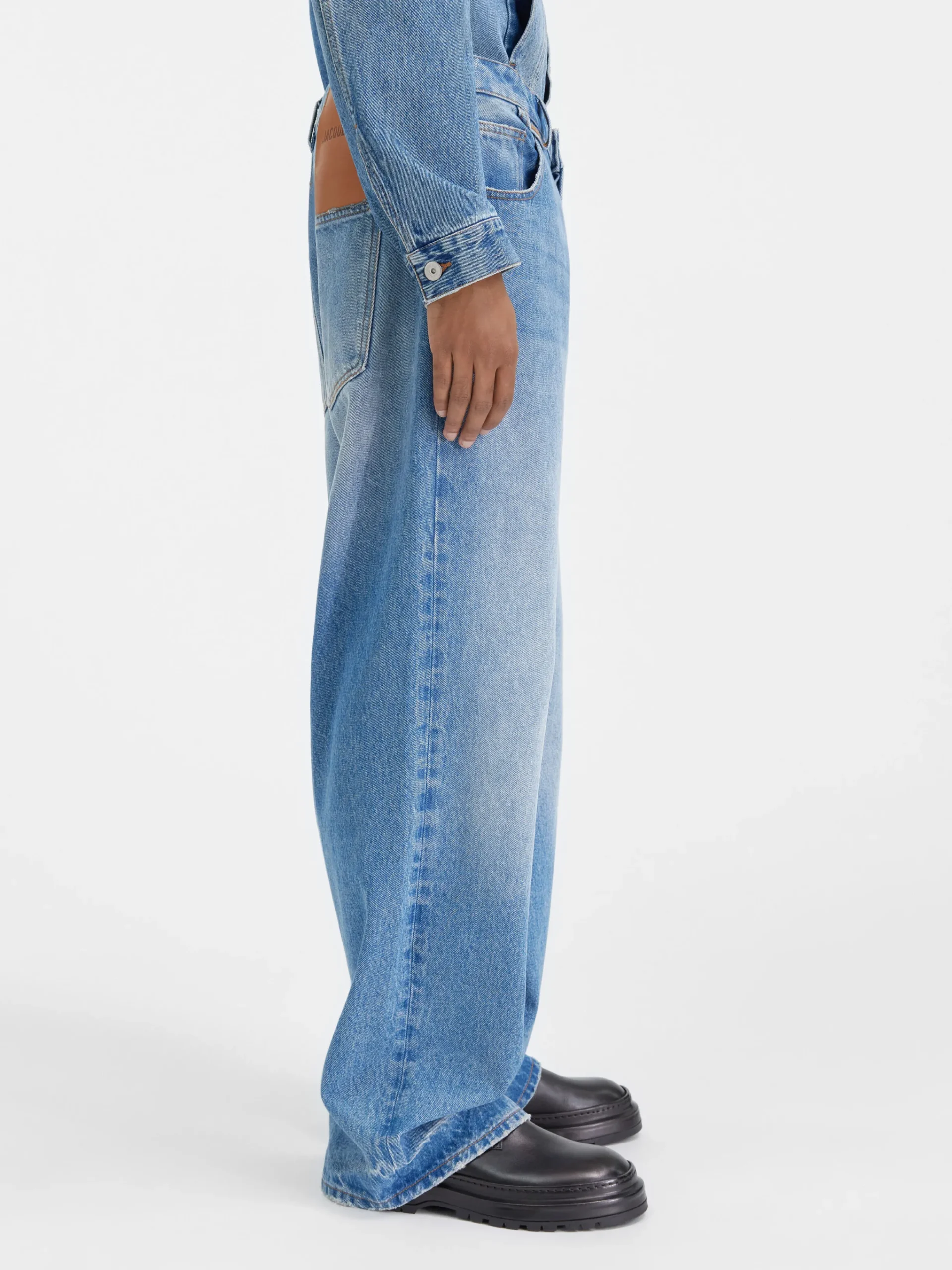 Clearance Jacquemus De de-Nîmes wijde denim broek Blue/Tabac