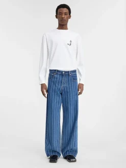 Online Jacquemus De de-Nîmes wijde denim broek PrintBlueStripes