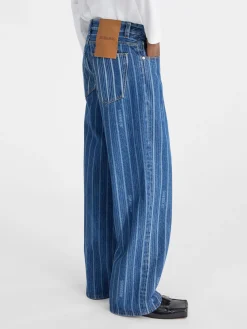 Online Jacquemus De de-N&icirc;mes wijde denim broek PrintBlueStripes