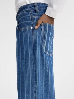 Online Jacquemus De de-N&icirc;mes wijde denim broek PrintBlueStripes