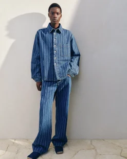 Online Jacquemus De de-N&icirc;mes wijde denim broek PrintBlueStripes