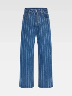 Online Jacquemus De de-N&icirc;mes wijde denim broek PrintBlueStripes
