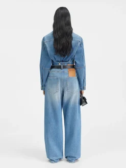 Best Jacquemus De de-N&icirc;mes wijde denim broek Blue/Tabac