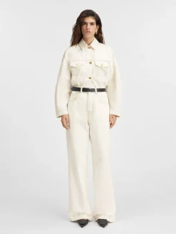 Best Jacquemus De de-Nîmes wijde denim broek Off-white/Tabac