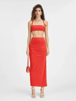 Discount Jacquemus De Drapeado rok Orange