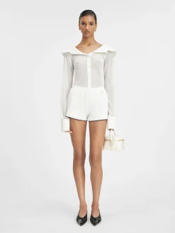 Discount Jacquemus De gebreide shorts met plooien White