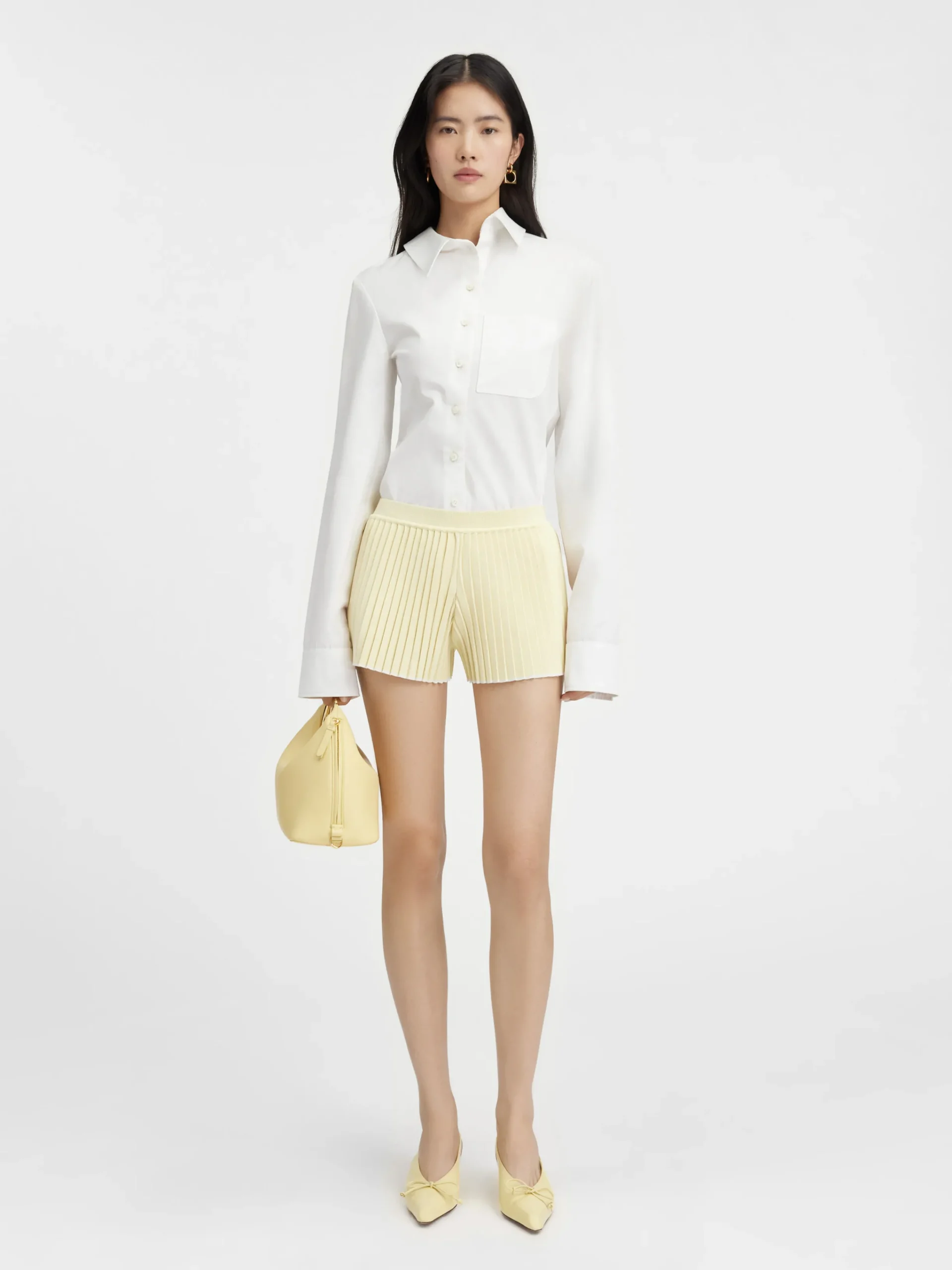 Best Jacquemus De gebreide shorts met plooien LightYellow