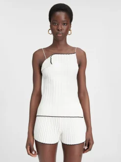 Sale Jacquemus De gebreide top met plooien White