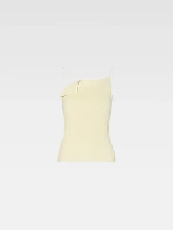 New Jacquemus De gebreide top met plooien LightYellow
