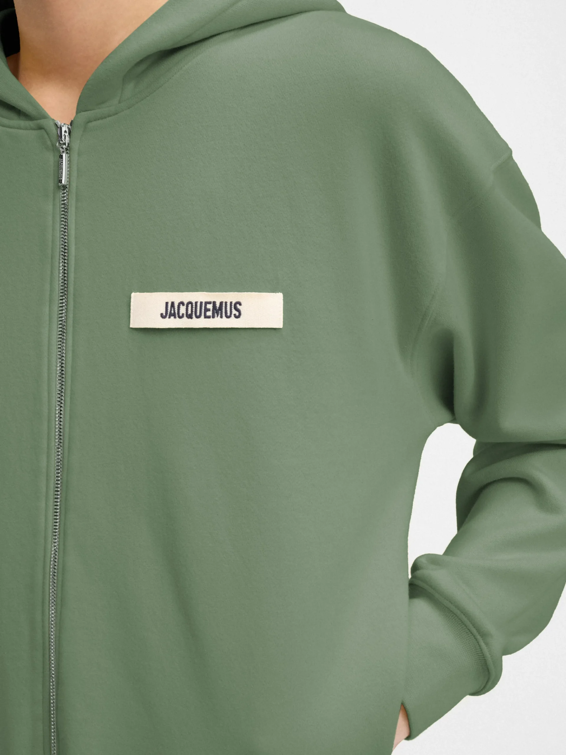 Hot Jacquemus De Gros Grain hoodie met rits LightGreen