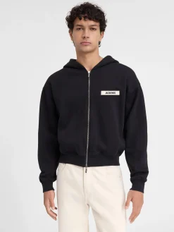 Sale Jacquemus De Gros Grain hoodie met rits Black
