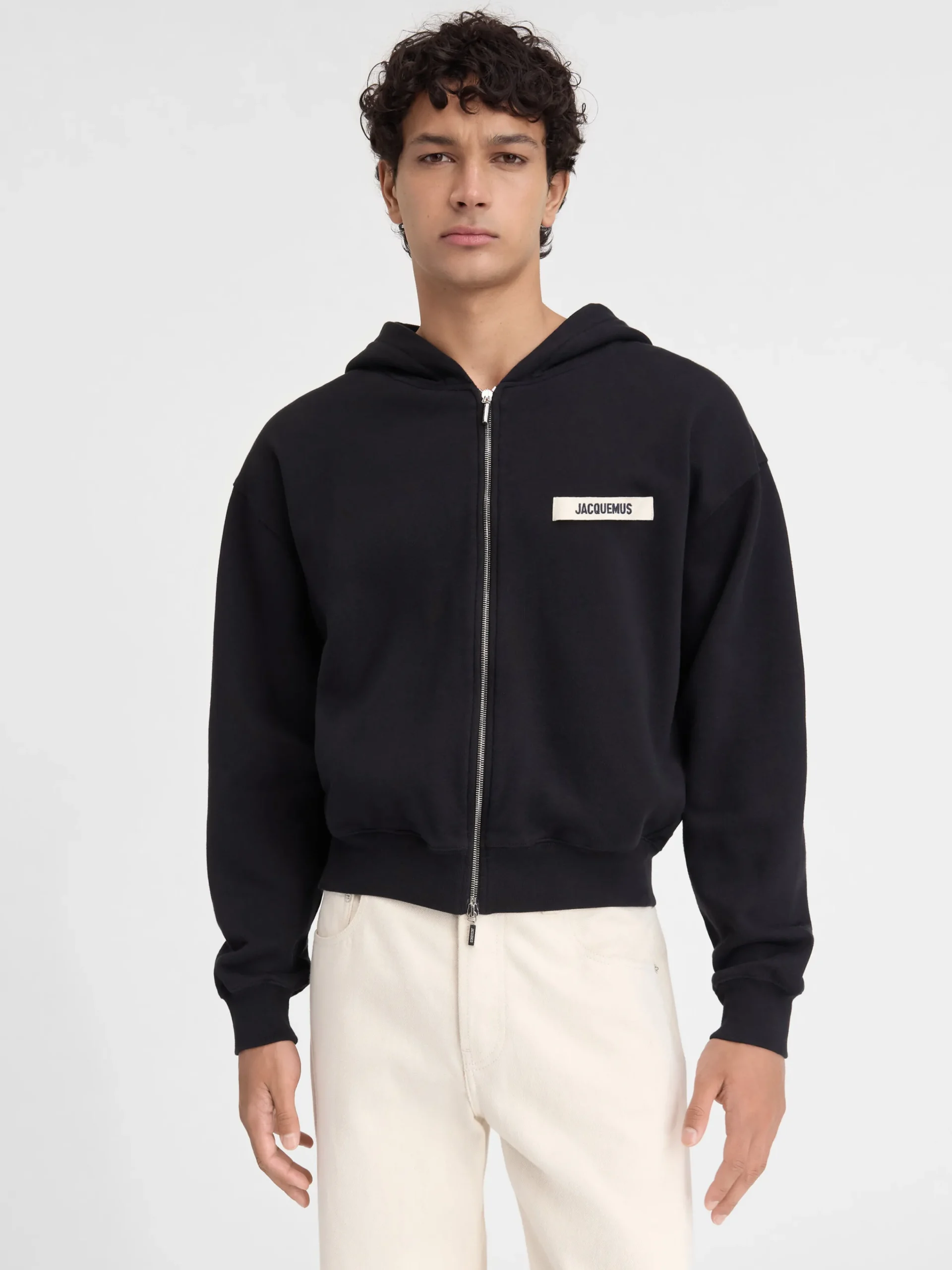 Sale Jacquemus De Gros Grain hoodie met rits Black