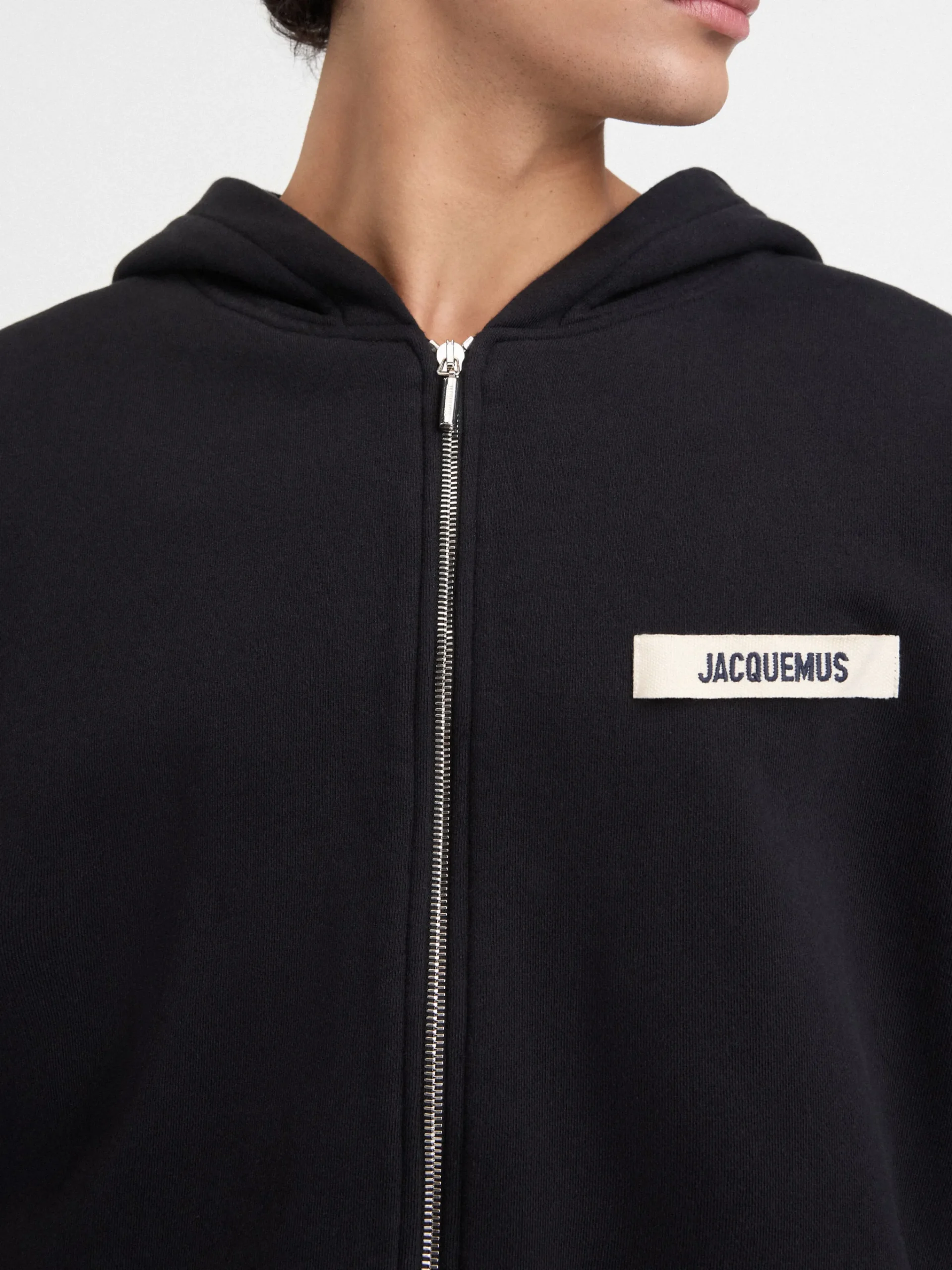Sale Jacquemus De Gros Grain hoodie met rits Black