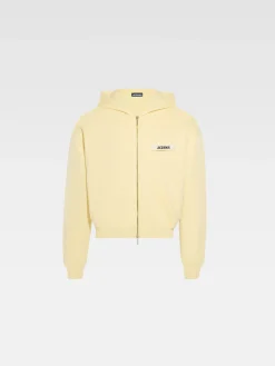 Discount Jacquemus De Gros Grain hoodie met rits LightYellow