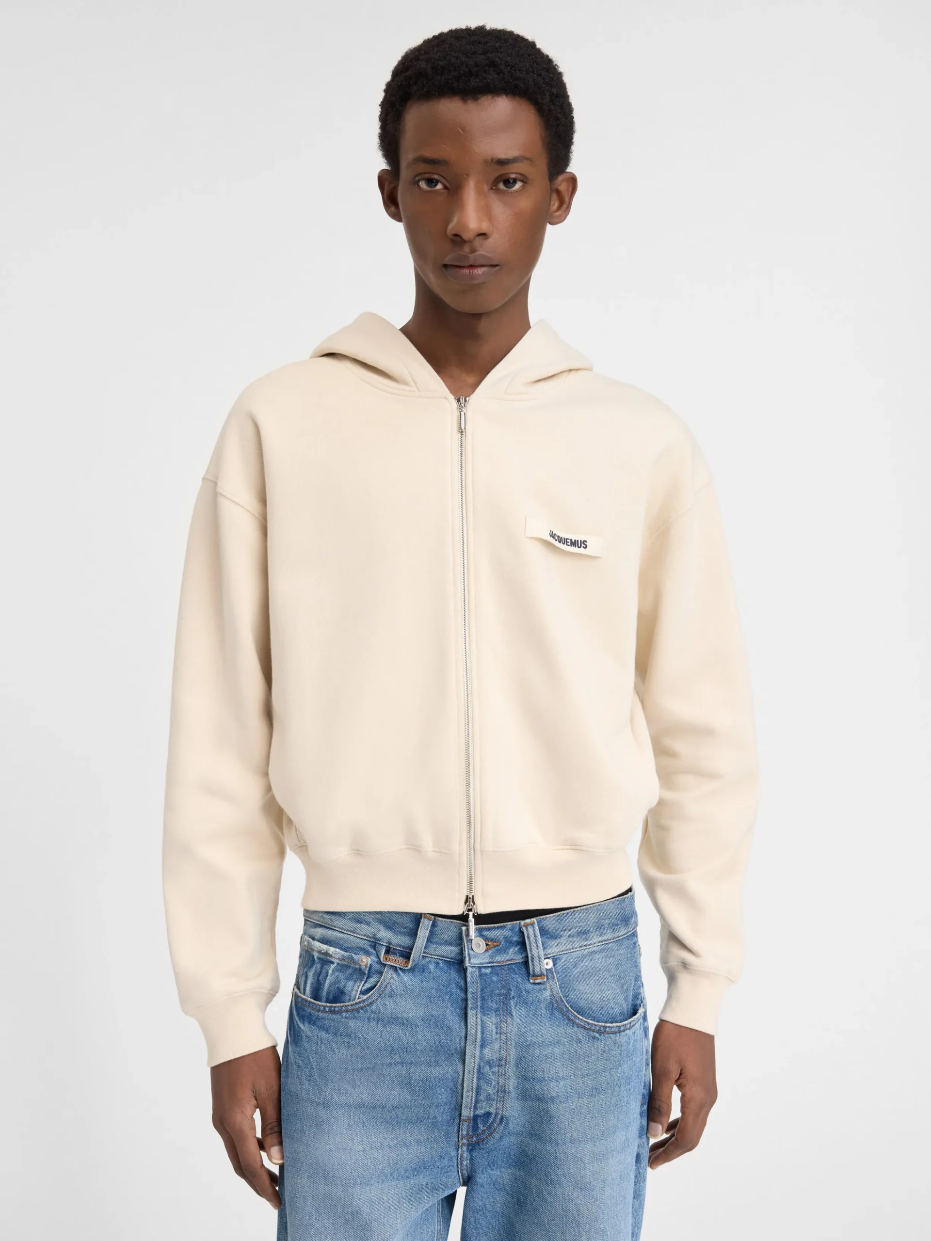 Discount Jacquemus De Gros Grain hoodie met rits Beige