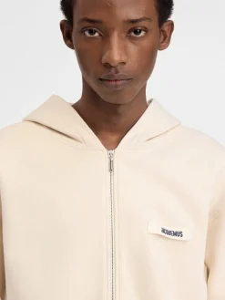 Discount Jacquemus De Gros Grain hoodie met rits Beige