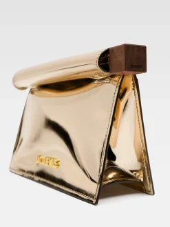 New Jacquemus De kleine Rond Carr&eacute; clutch Gold