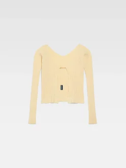 Hot Jacquemus De lange gebreide Pral&ugrave; LightYellow