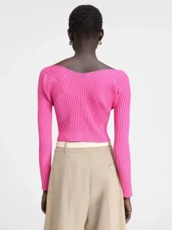 Outlet Jacquemus De lange gebreide Pral&ugrave; NeonPink