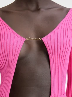Outlet Jacquemus De lange gebreide Pral&ugrave; NeonPink