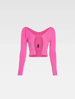 Outlet Jacquemus De lange gebreide Pral&ugrave; NeonPink