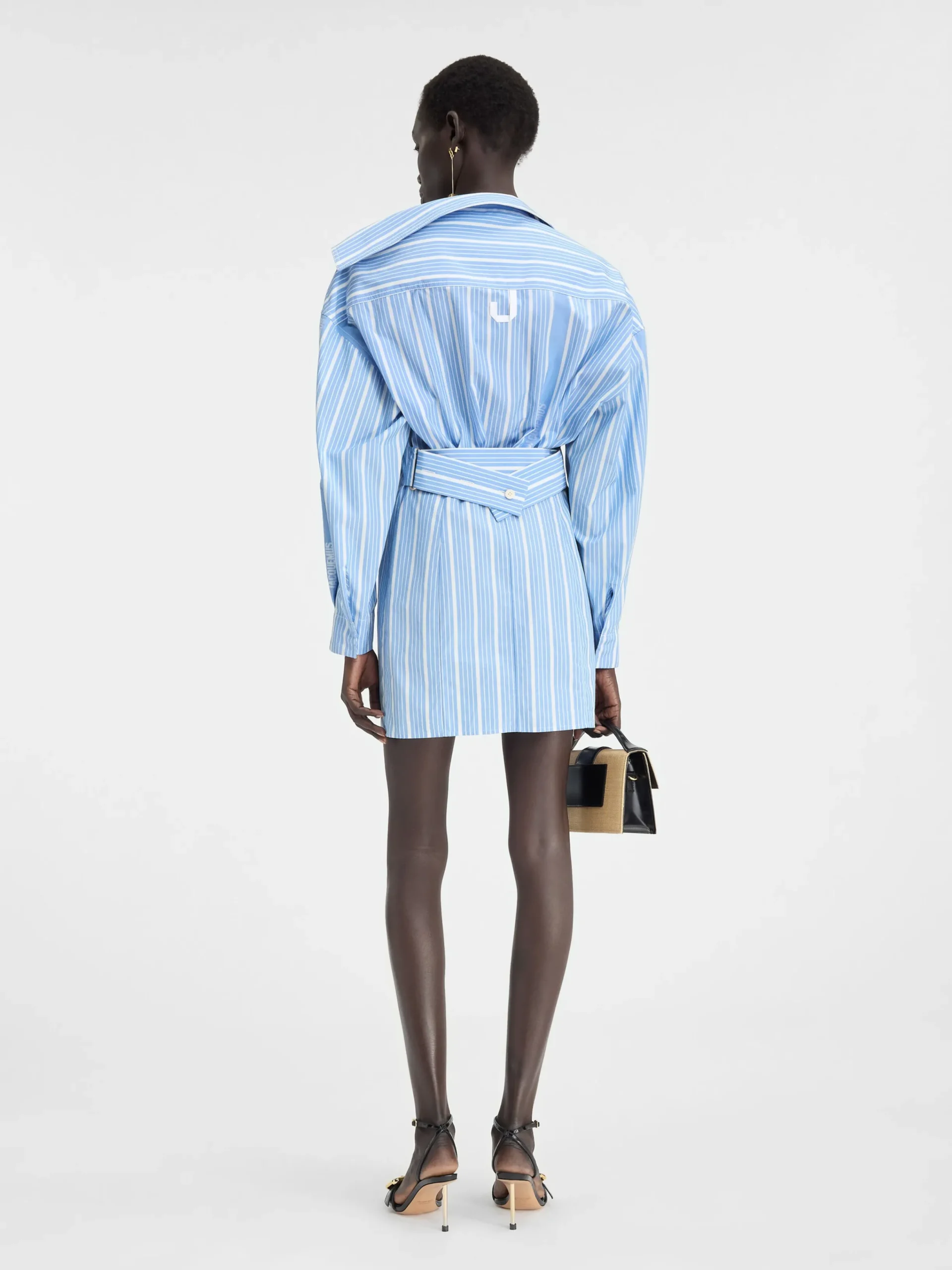 Hot Jacquemus De mini overhemdjurk JacquardBlue/White