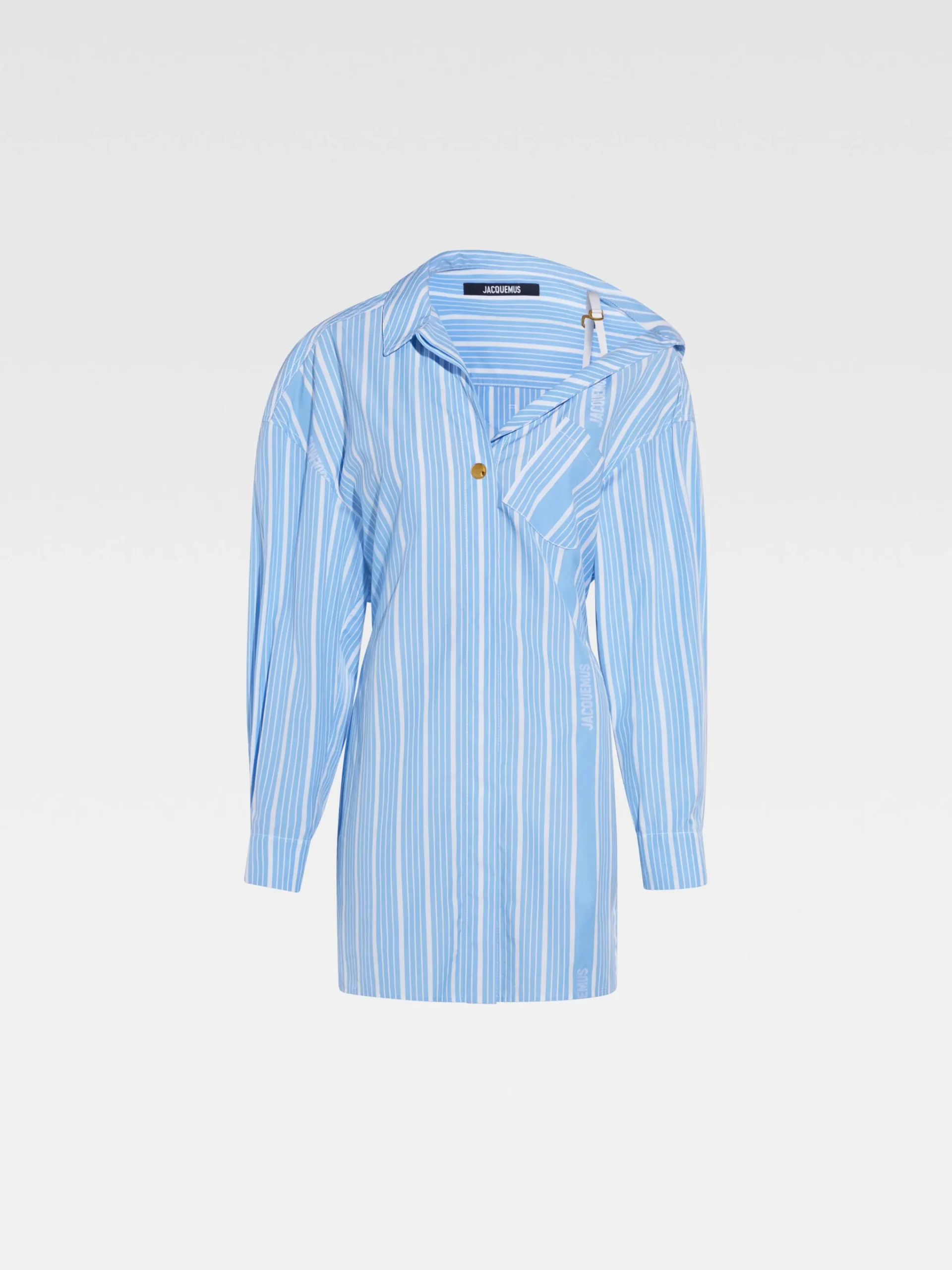 Hot Jacquemus De mini overhemdjurk JacquardBlue/White