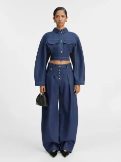 Best Jacquemus De Ovalo de-Nîmes denim broek Navy/Brown
