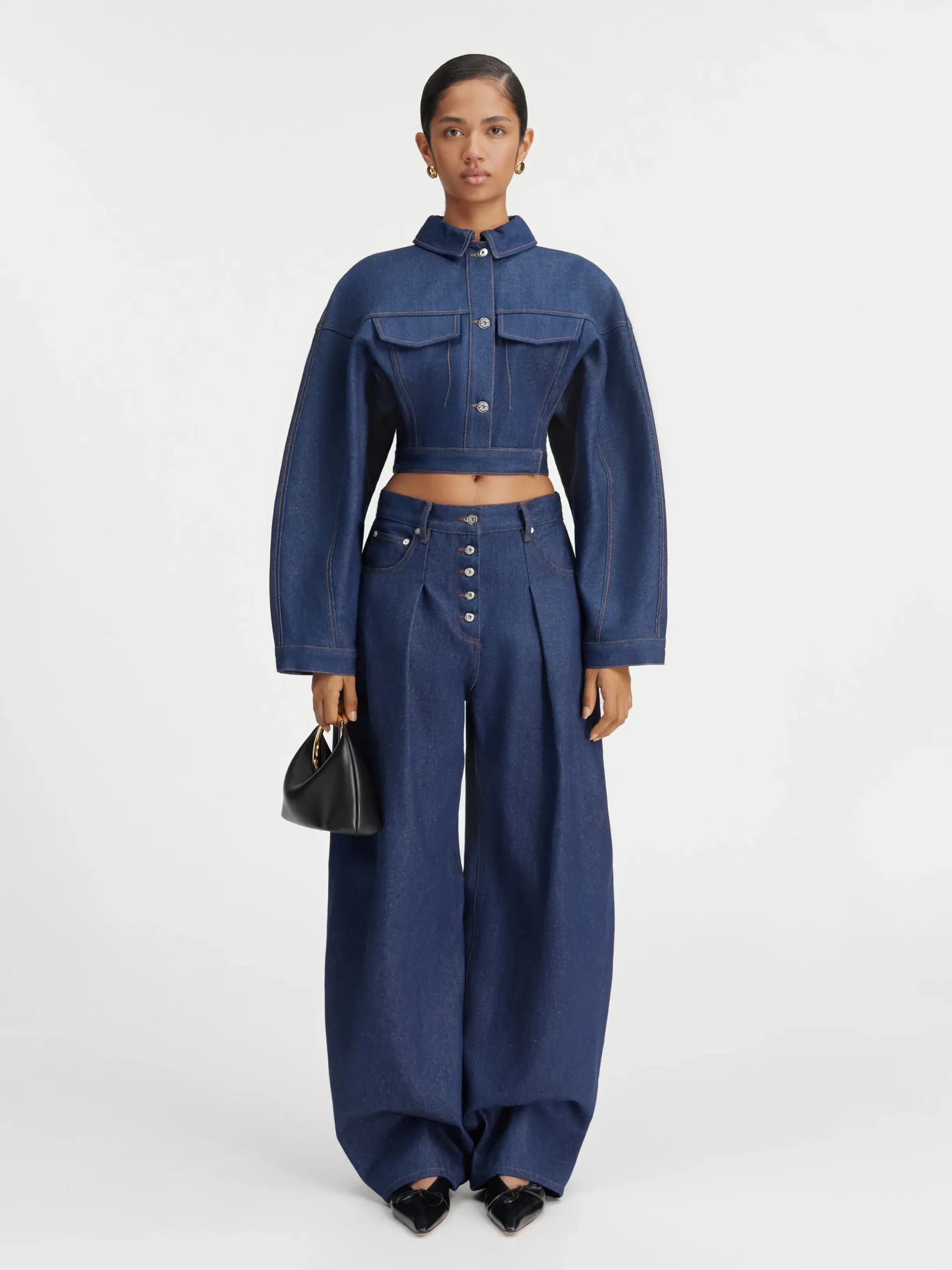 Best Jacquemus De Ovalo de-Nîmes denim broek Navy/Brown