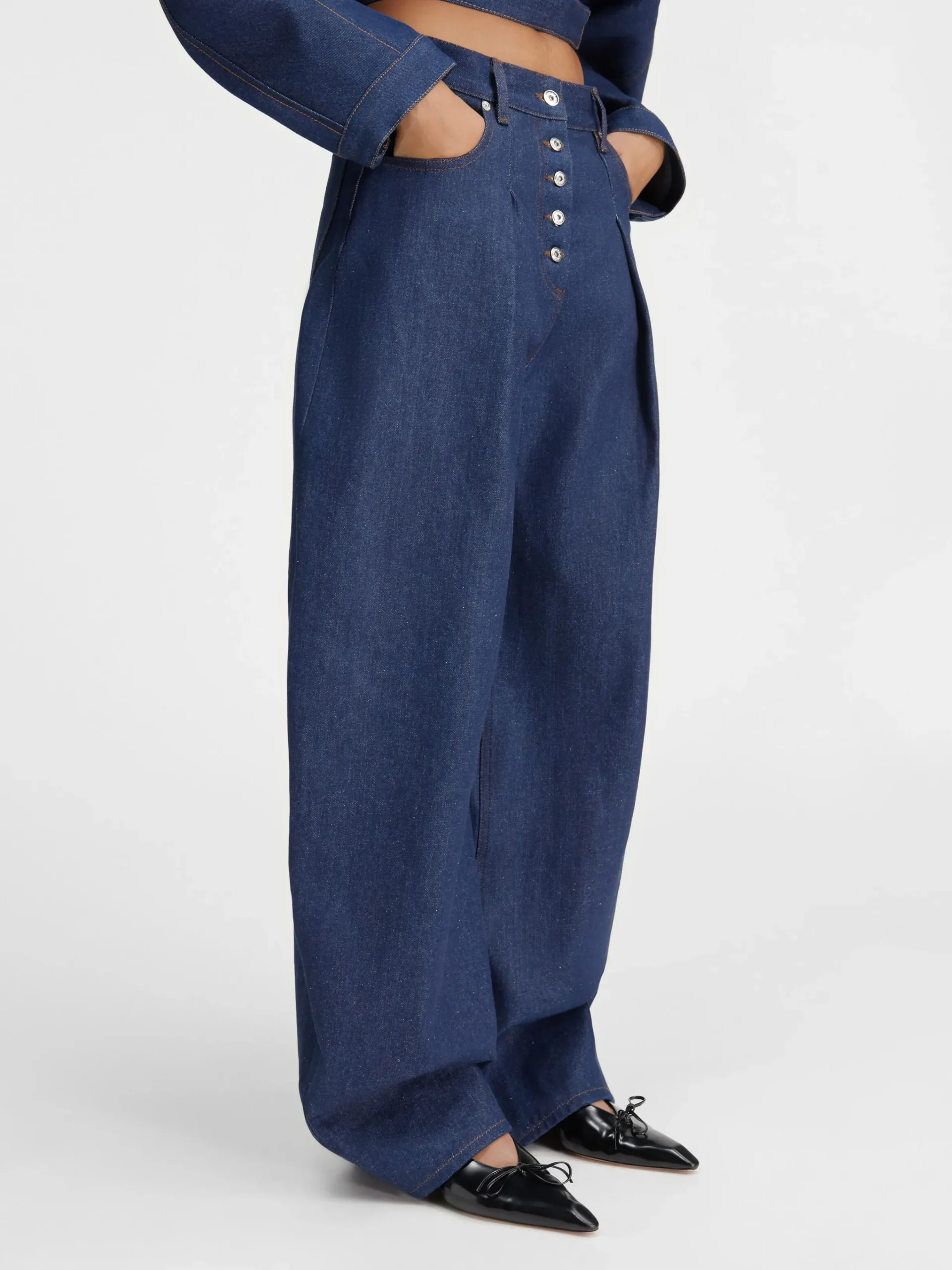 Best Jacquemus De Ovalo de-Nîmes denim broek Navy/Brown