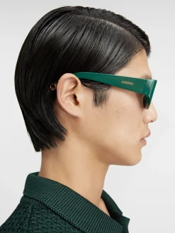 Discount Jacquemus De Pilota zonnebril DarkGreen