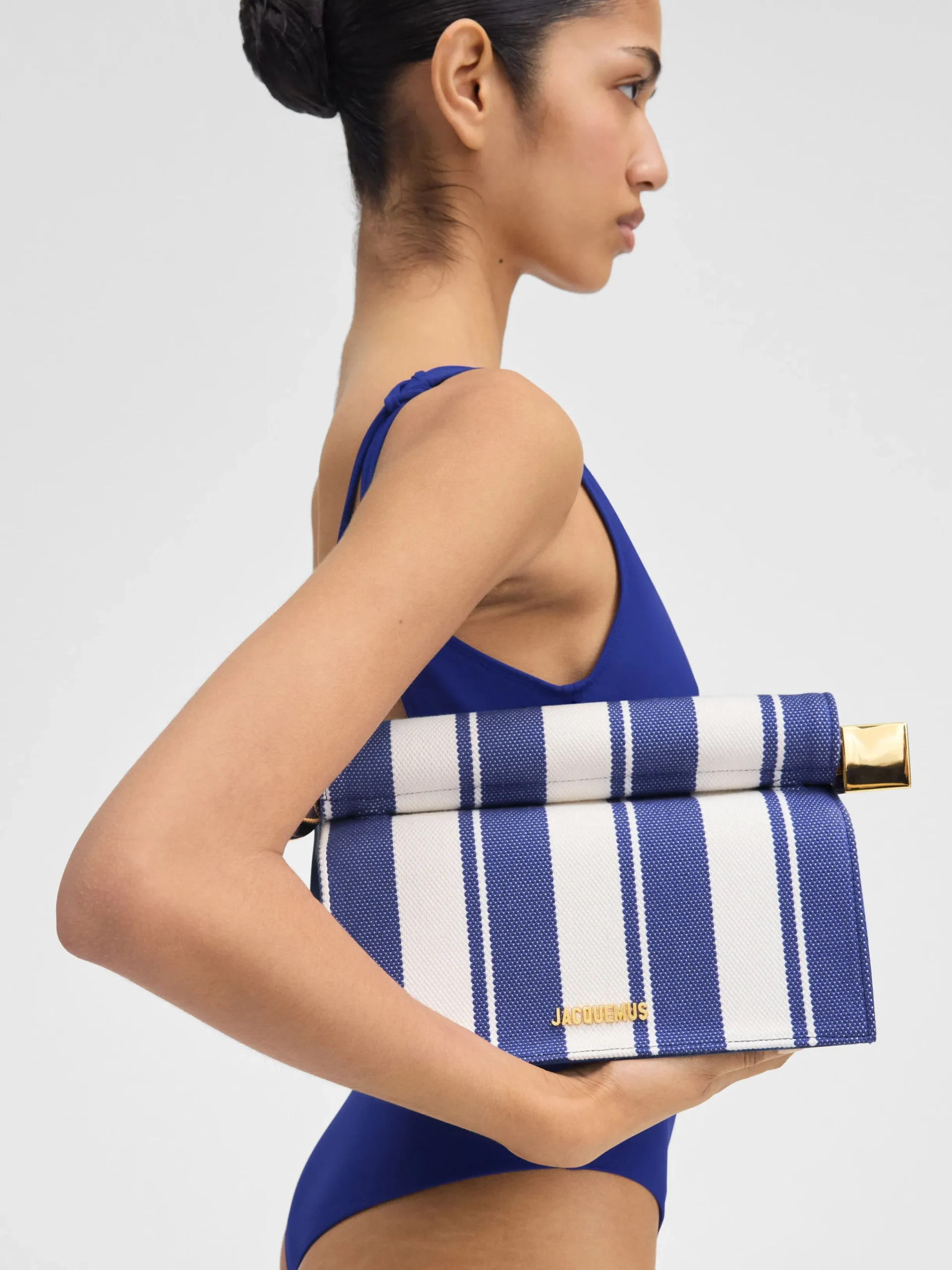 Online Jacquemus De Rond Carré clutch PrintRayureBlue