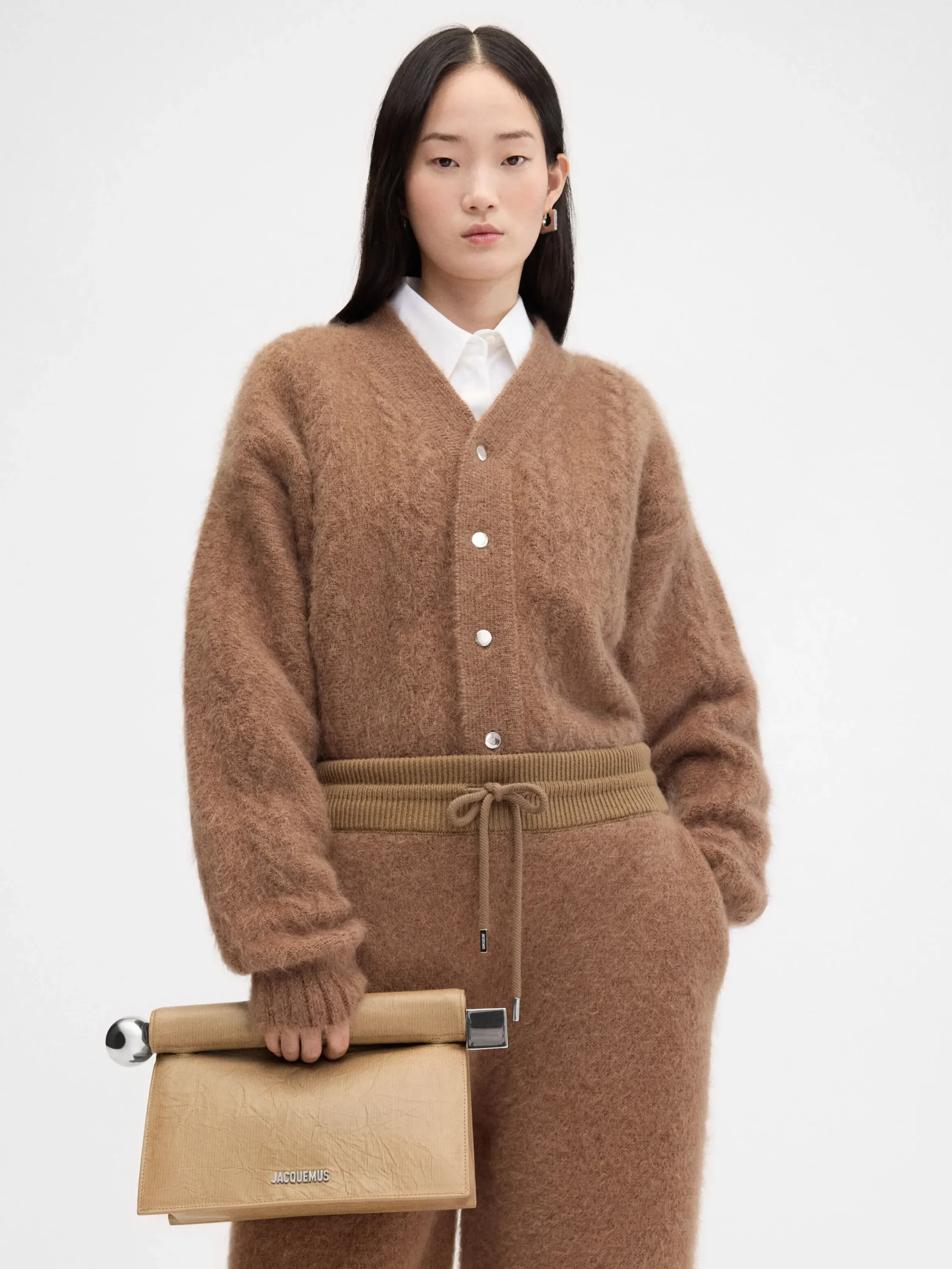Discount Jacquemus De Rond Carré-clutch Beige